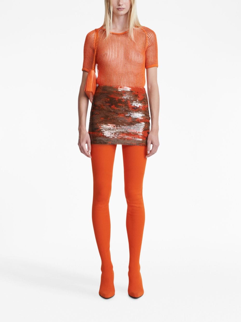 Shop Dion Lee Vertical Horizon Sequin Mini Skirt In Brown