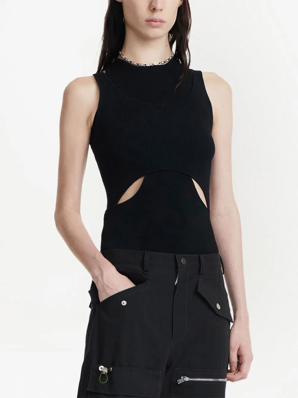 Shop Dion Lee Interlink Cut-out Tank Top In Black