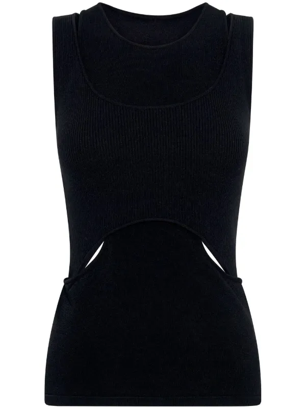 Dion Lee カットアウトトップス Dion Lee カットアウト ホルターネックトップ | ブラック