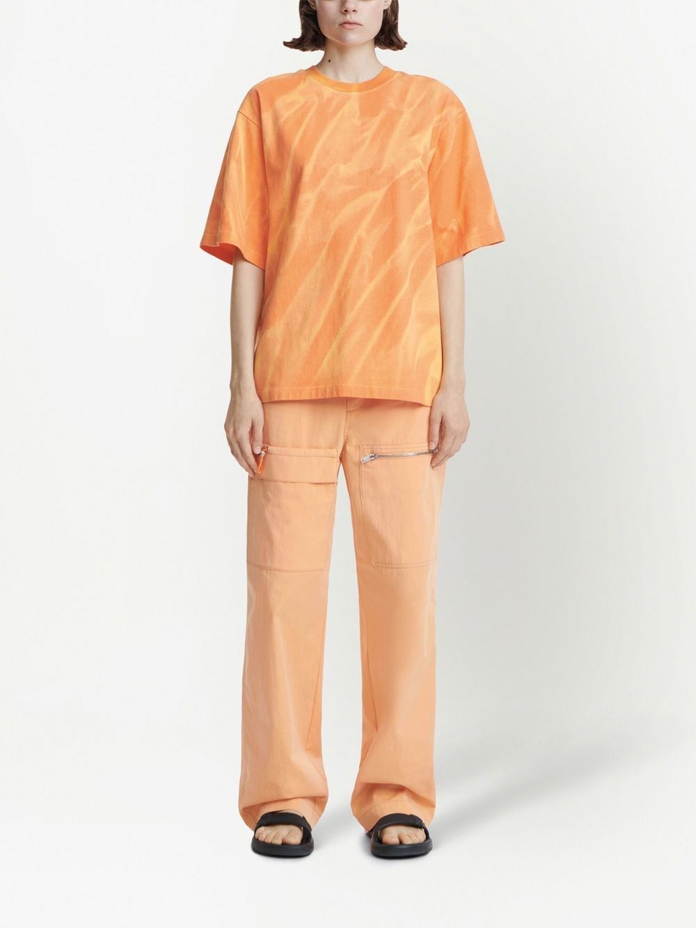 Shop Dion Lee Crinkle-effect Cotton T-shirt In Orange
