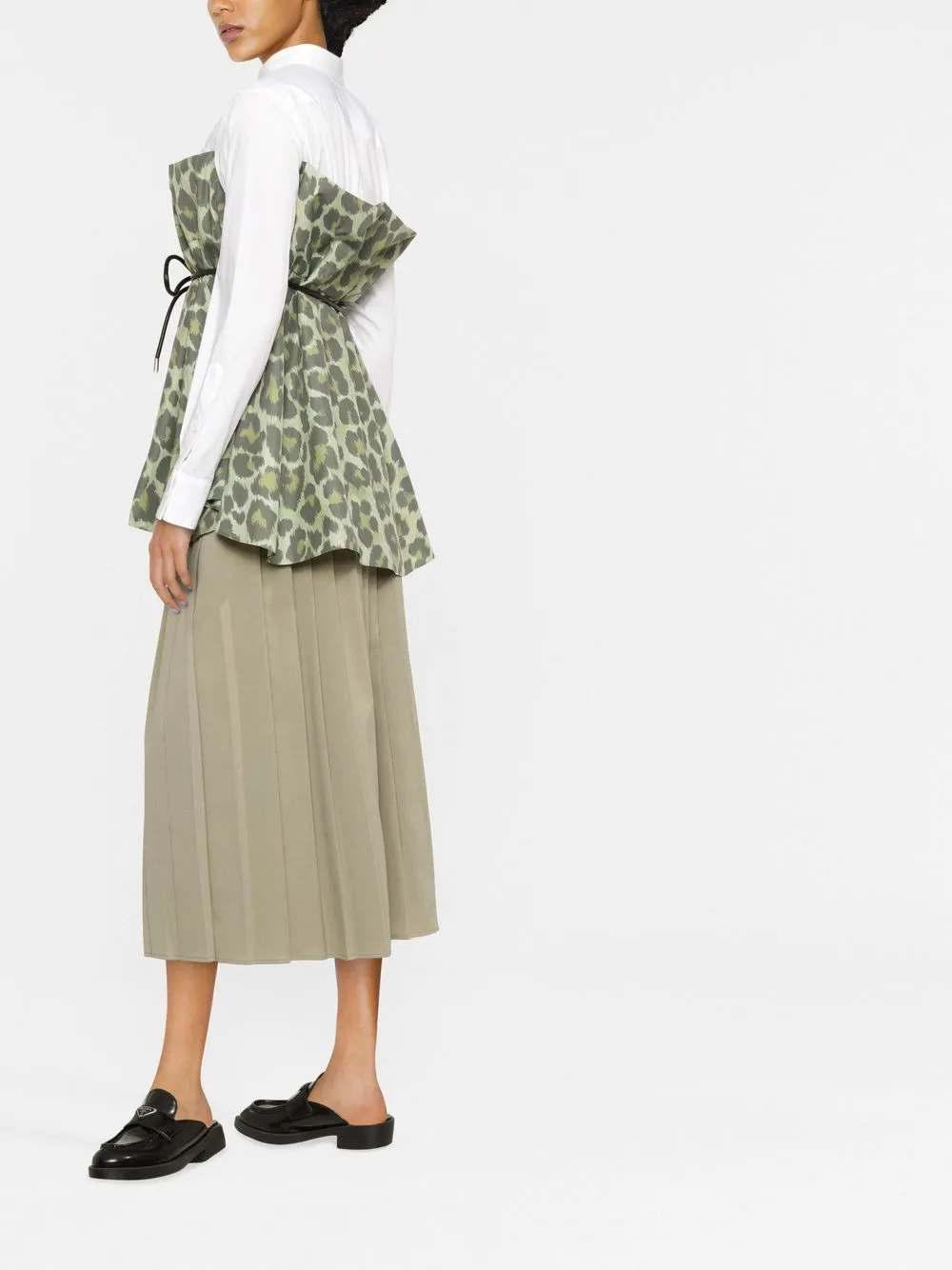  Sacai Leopard-print Long-sleeve Shirt - Green 