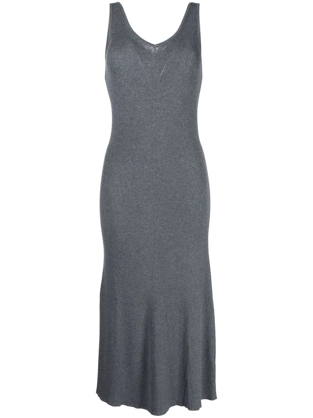 

ROTATE vestido midi tejido de canalé - Gris