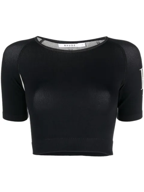RHUDE logo-print cropped T-shirt