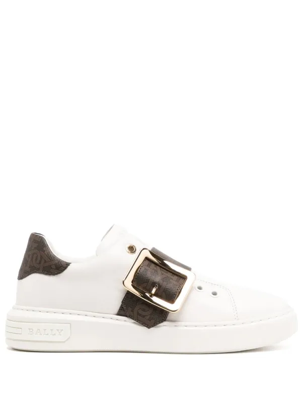 Bally Monogram-pattern Buckled Sneakers in White