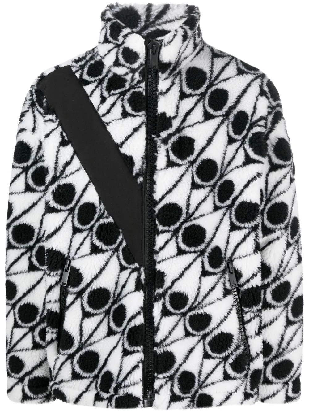 

Moose Knuckles monogram-pattern funnel neck fleece - Black