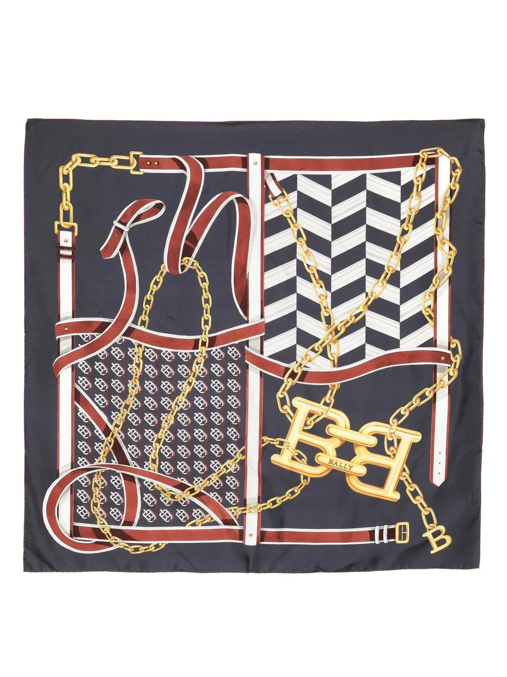 

Bally B-Chain Carré silk scarf - Black