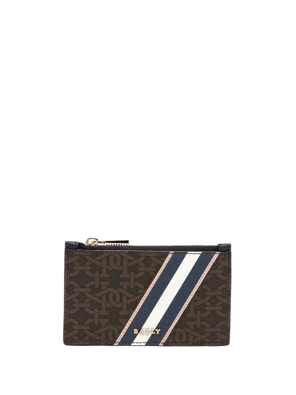 

Bally striped monogram-print cardholder - Brown