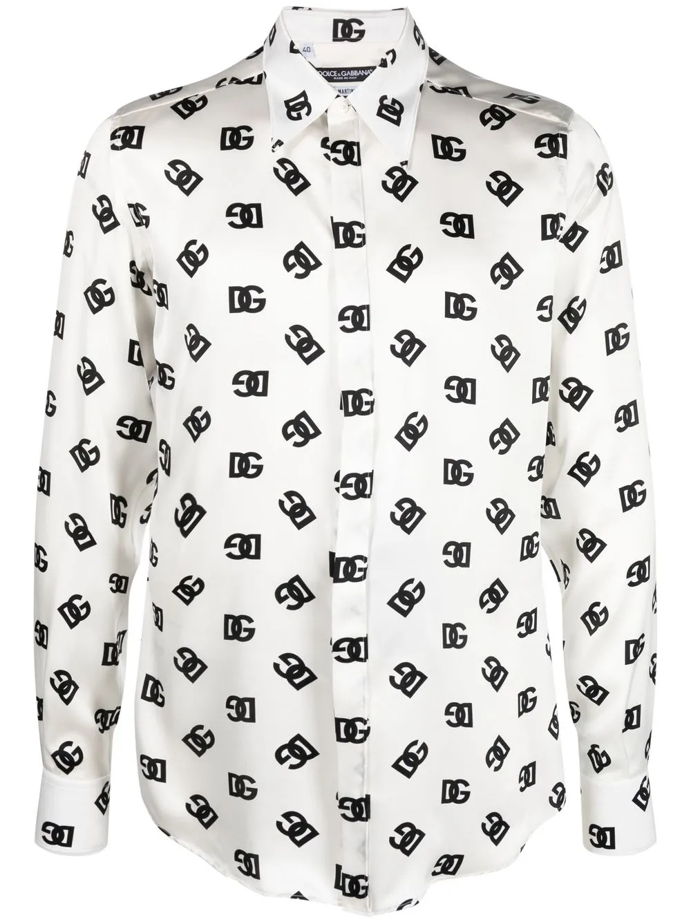 

Dolce & Gabbana monogram-print silk shirt - Neutrals