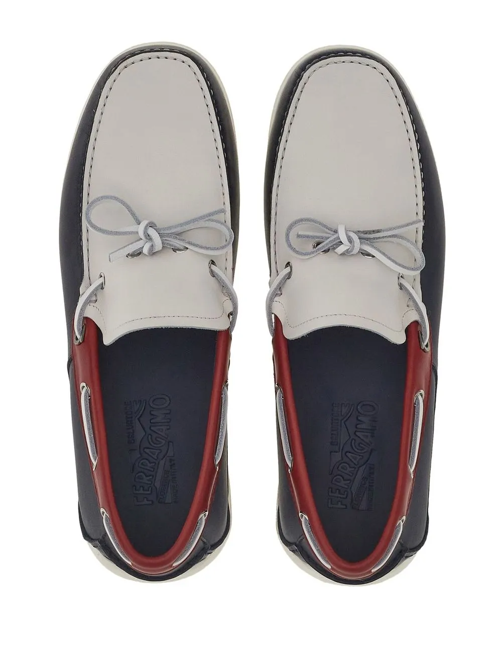 Ferragamo Colour-block Boat Shoes In Multi