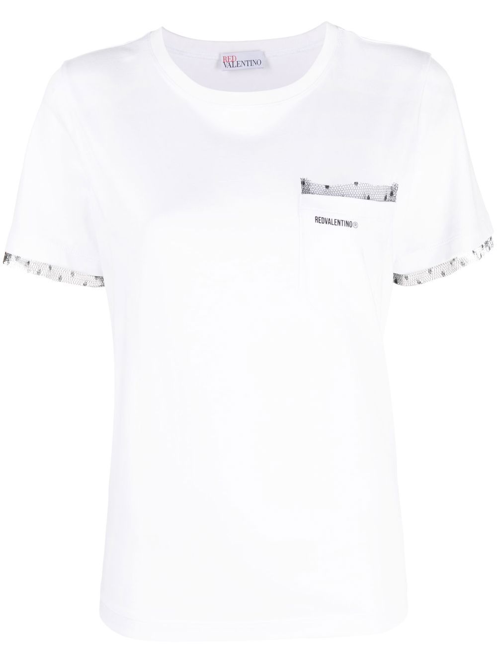 

RED Valentino playera de malla con ribete del logo - Blanco