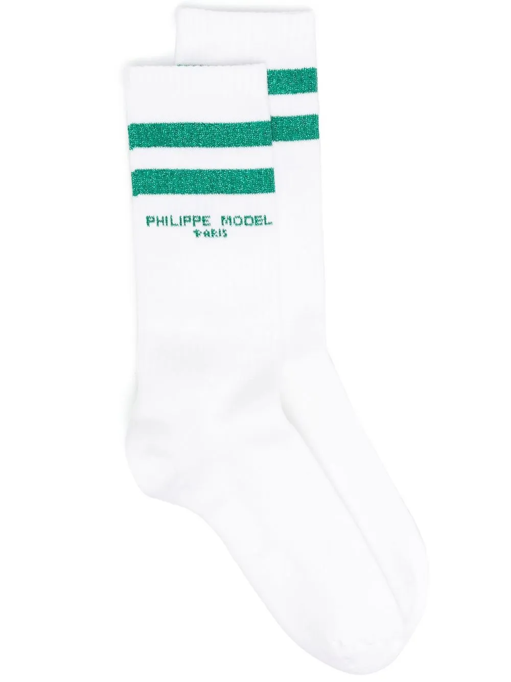 

Philippe Model Paris calcetines tejidos de canalé con logo bordado - Blanco