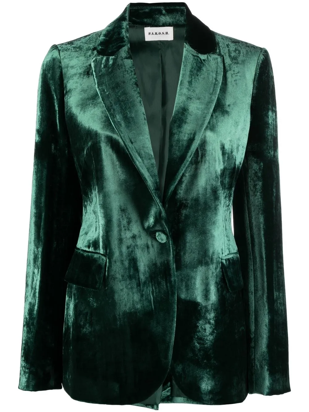 

P.A.R.O.S.H. velvet single-breasted button blazer - Green