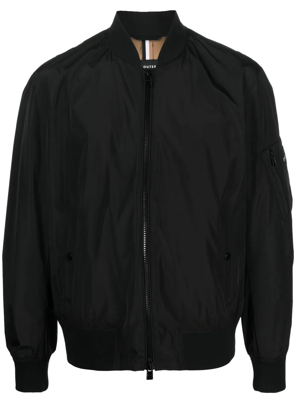 

BOSS logo-patch bomber jacket - Negro