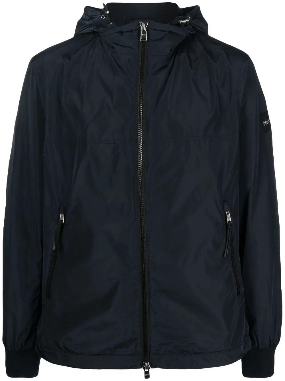 

BOSS logo-patch hooded jacket - Azul