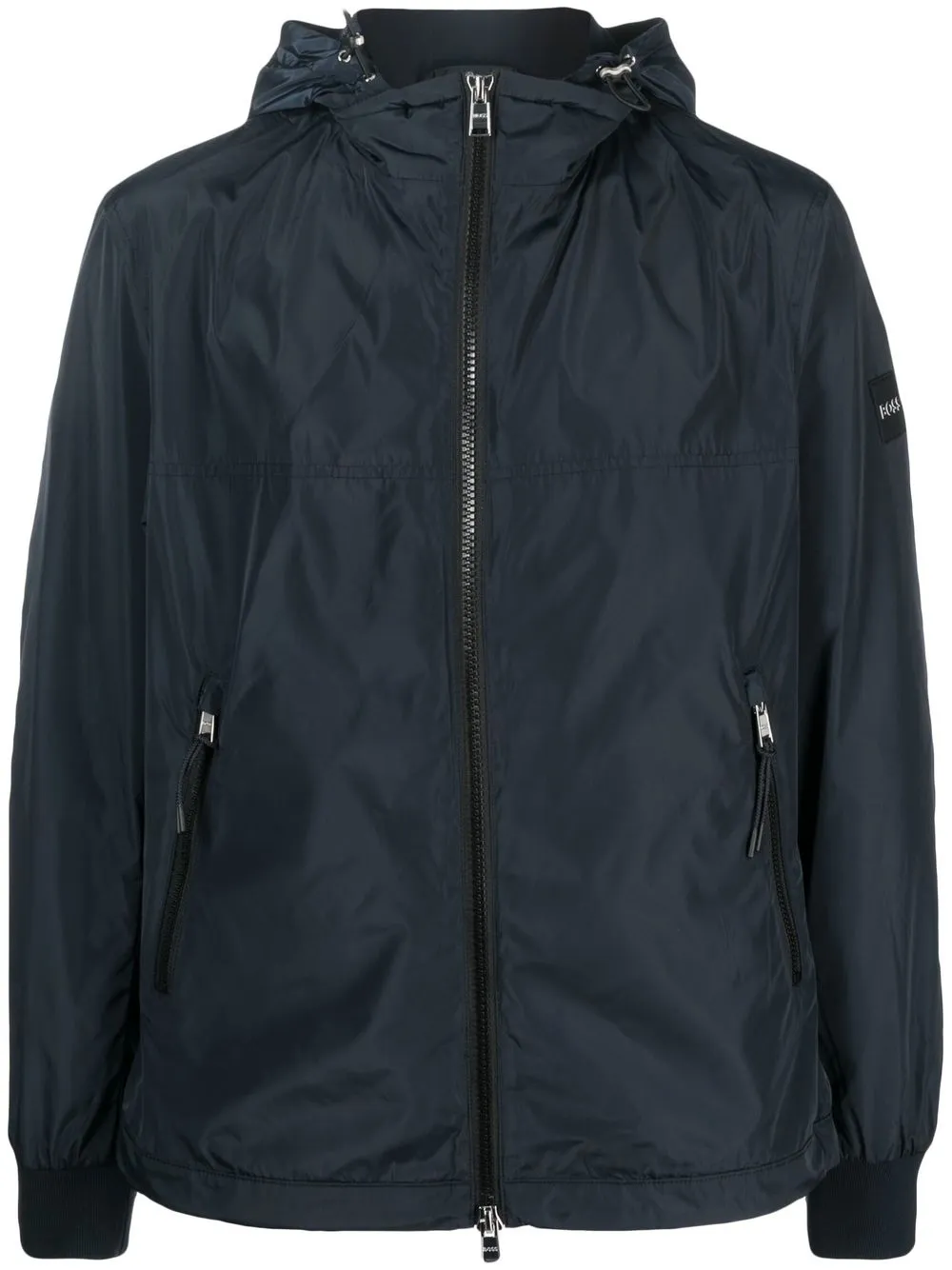 

BOSS logo-patch hooded jacket - Blue