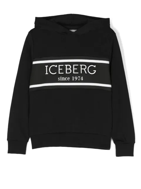 Iceberg Kids logo-tape jersey hoodie