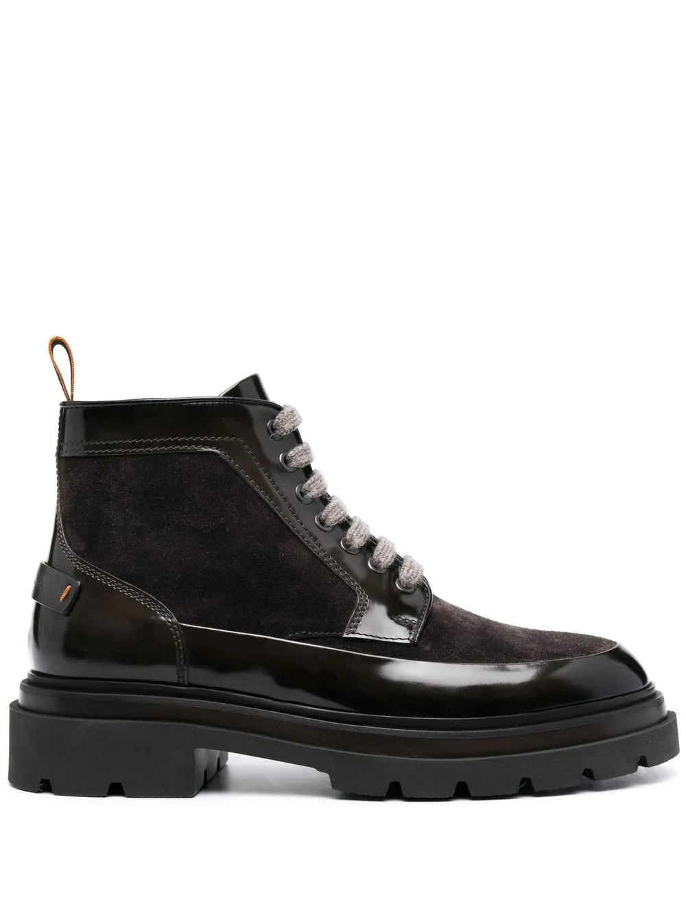 

Santoni lace-up patent-leather boots - Grey