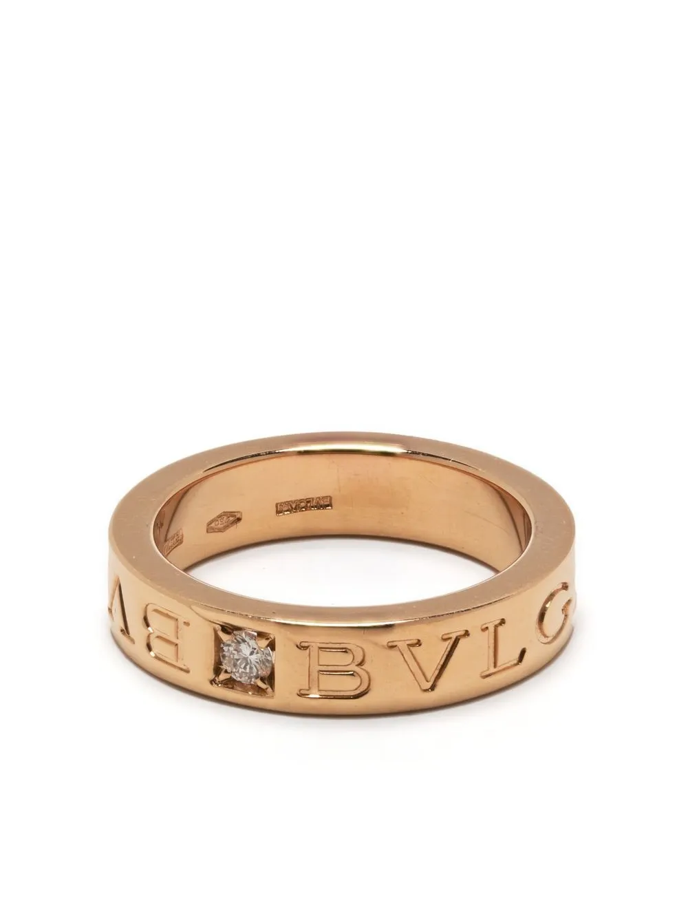 

Bvlgari Pre-Owned anillo con diamante y logo - Dorado