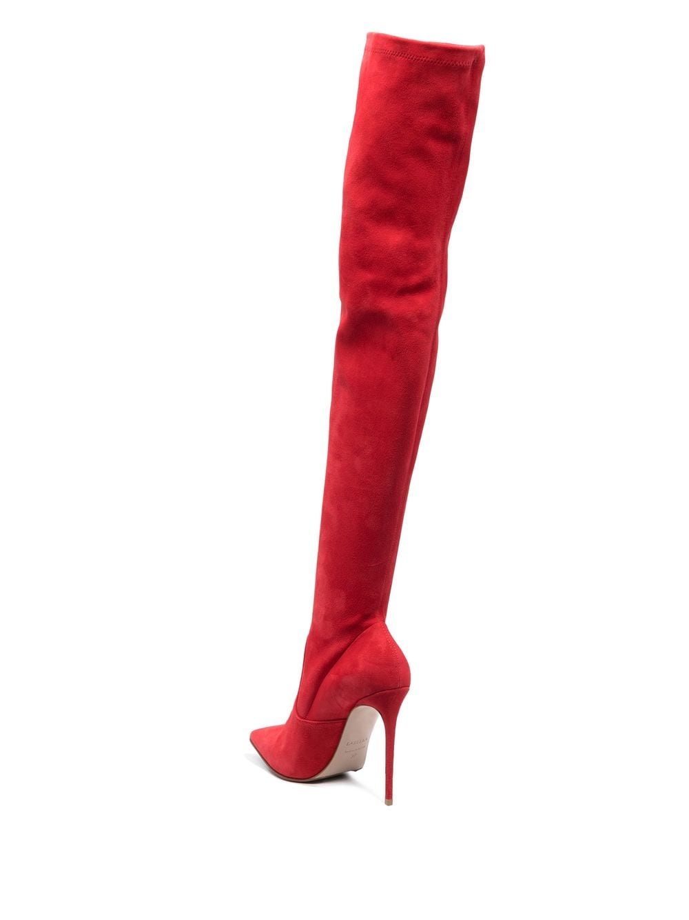 Shop Le Silla Eva Stretch Suede-leather Boots In Red