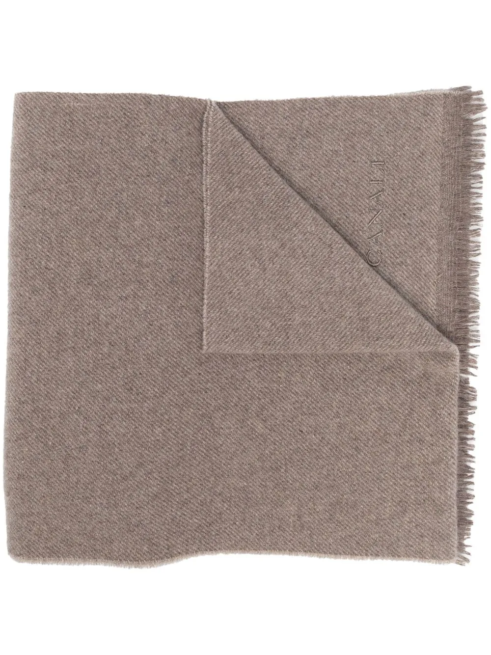 

Canali logo-embroidered cashmere scarf - Neutrals