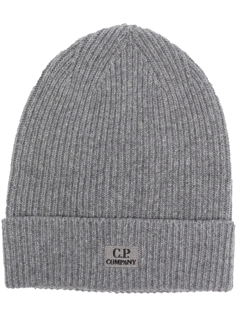 

C.P. Company boina tejida de canalé con logo bordado - Gris