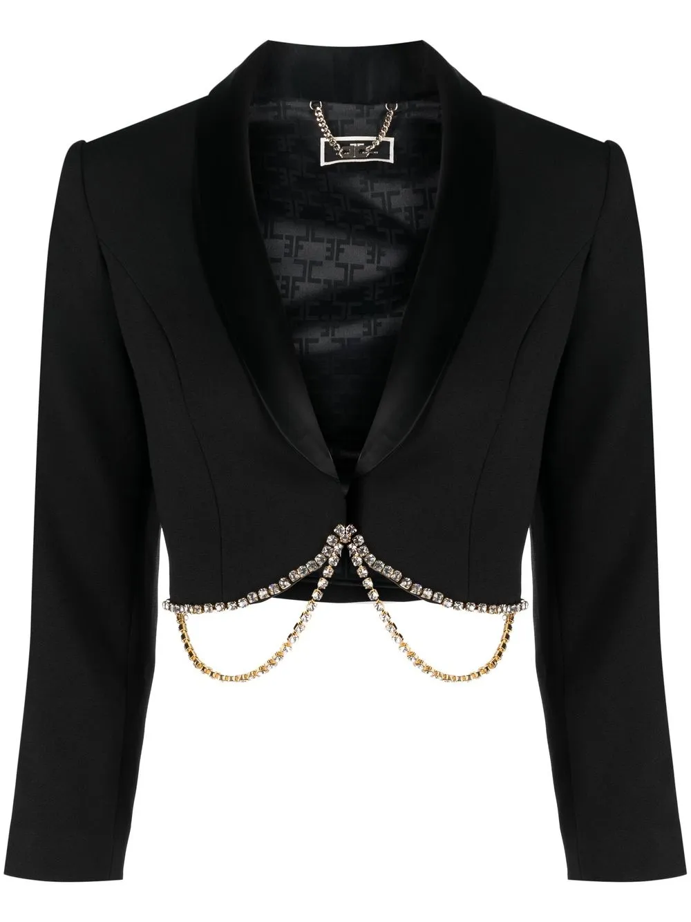 

Elisabetta Franchi blazer bordado con cristales y detalle de moño - Negro