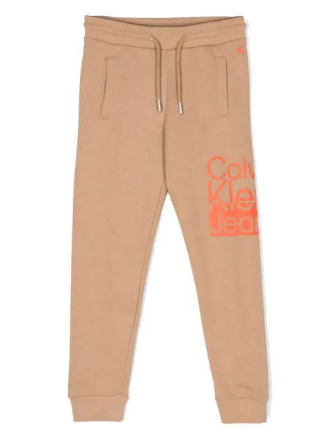 Calvin Klein Kids pants con cordones en la pretina y logo estampado