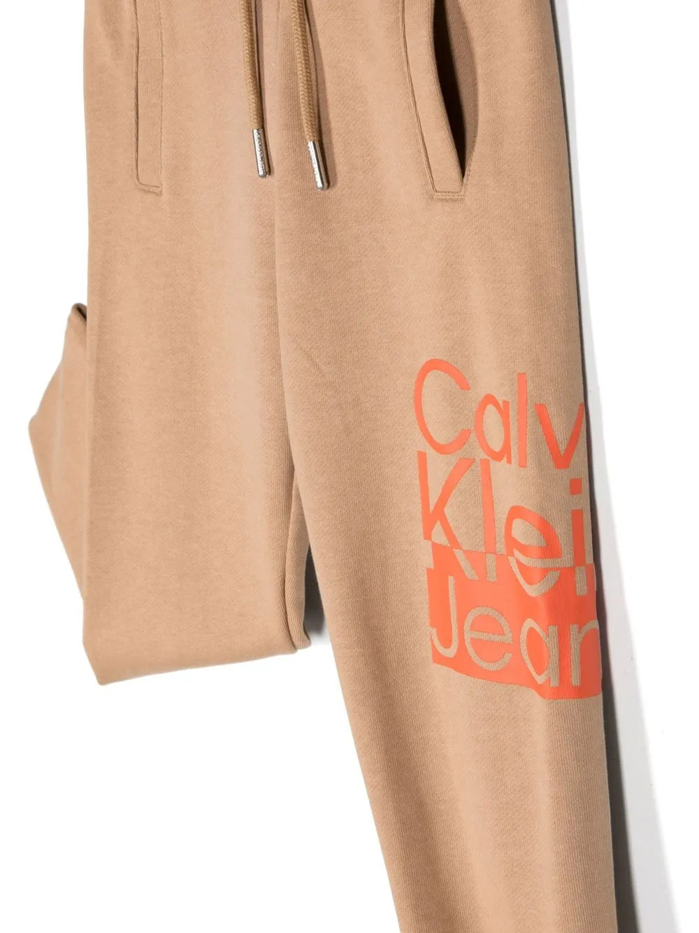 Calvin Klein Logo-print Drawstring Joggers In Neutrals