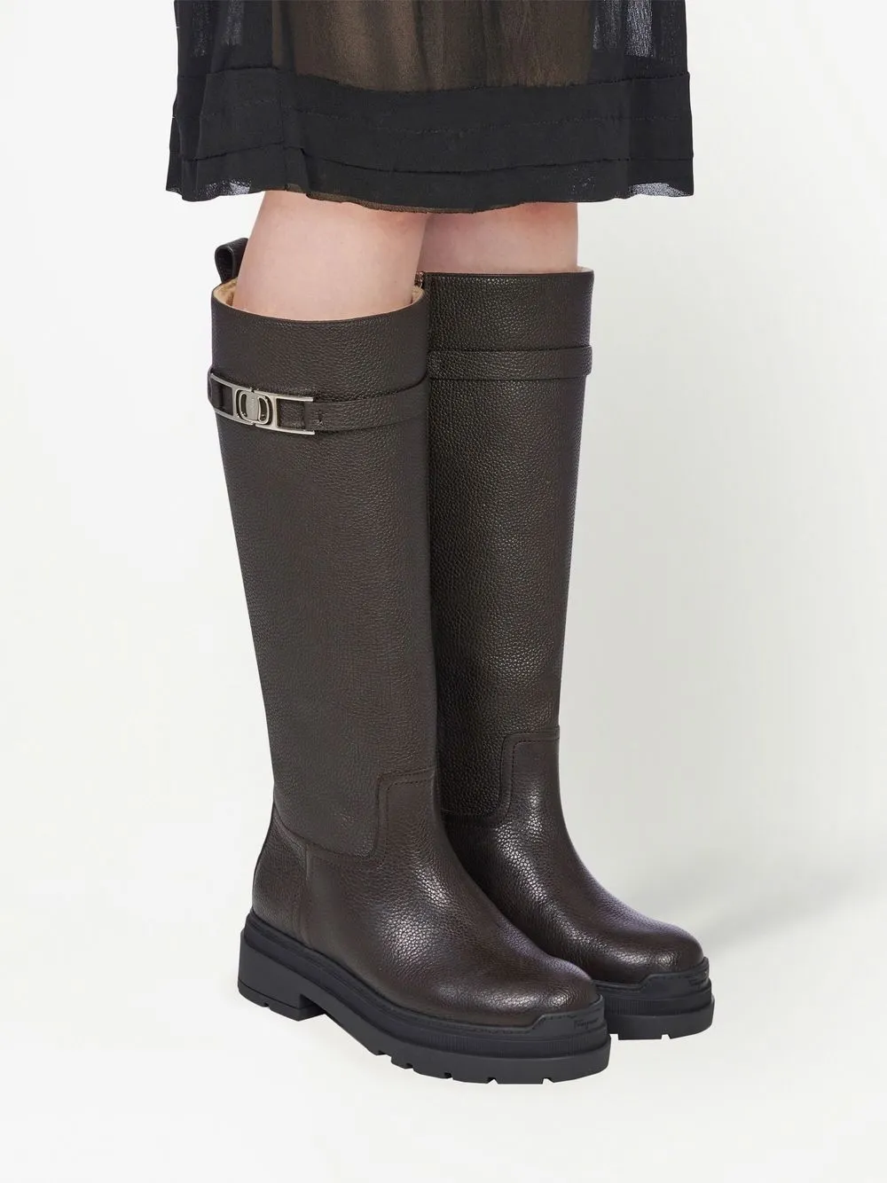 Ferragamo Vara-chain Detail Boots In Black