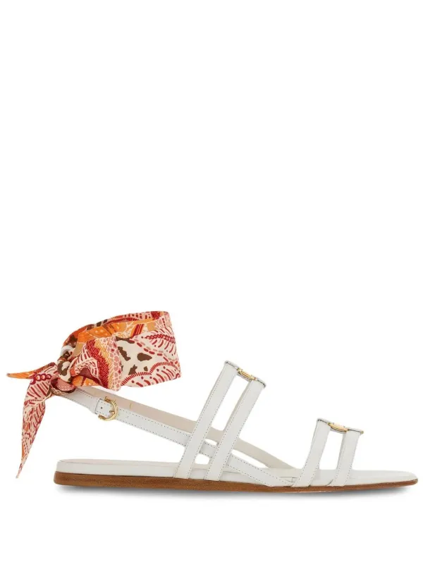 Ferragamo Vara Flat Sandals in White
