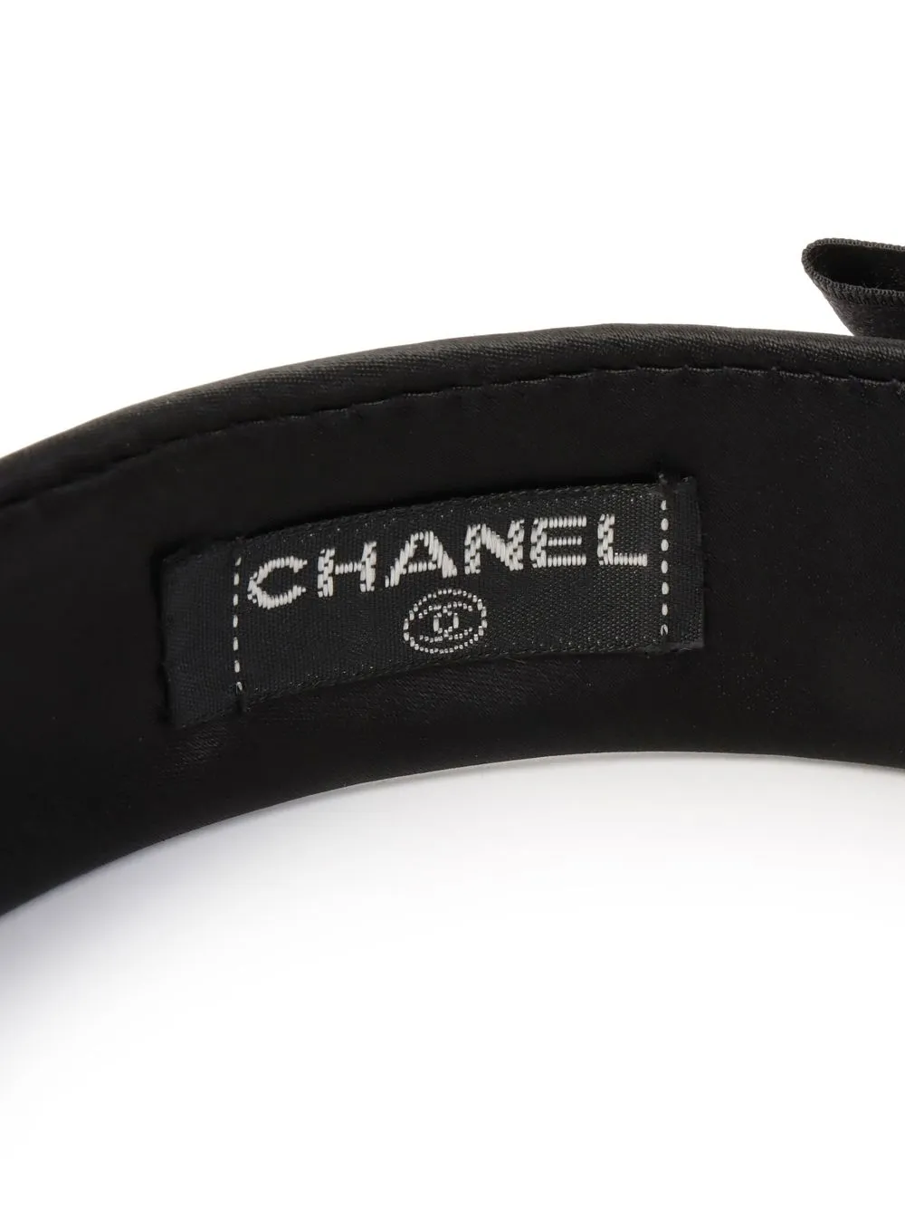 Pre-owned Chanel Silk-blend Floral-detailed Headband In Black