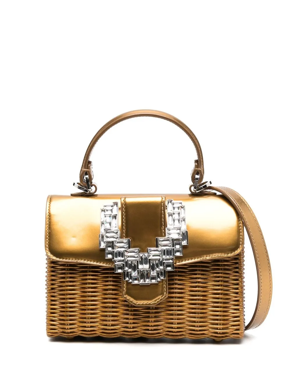 

Rodo interwoven-design crystal-embellished tote bag - Gold