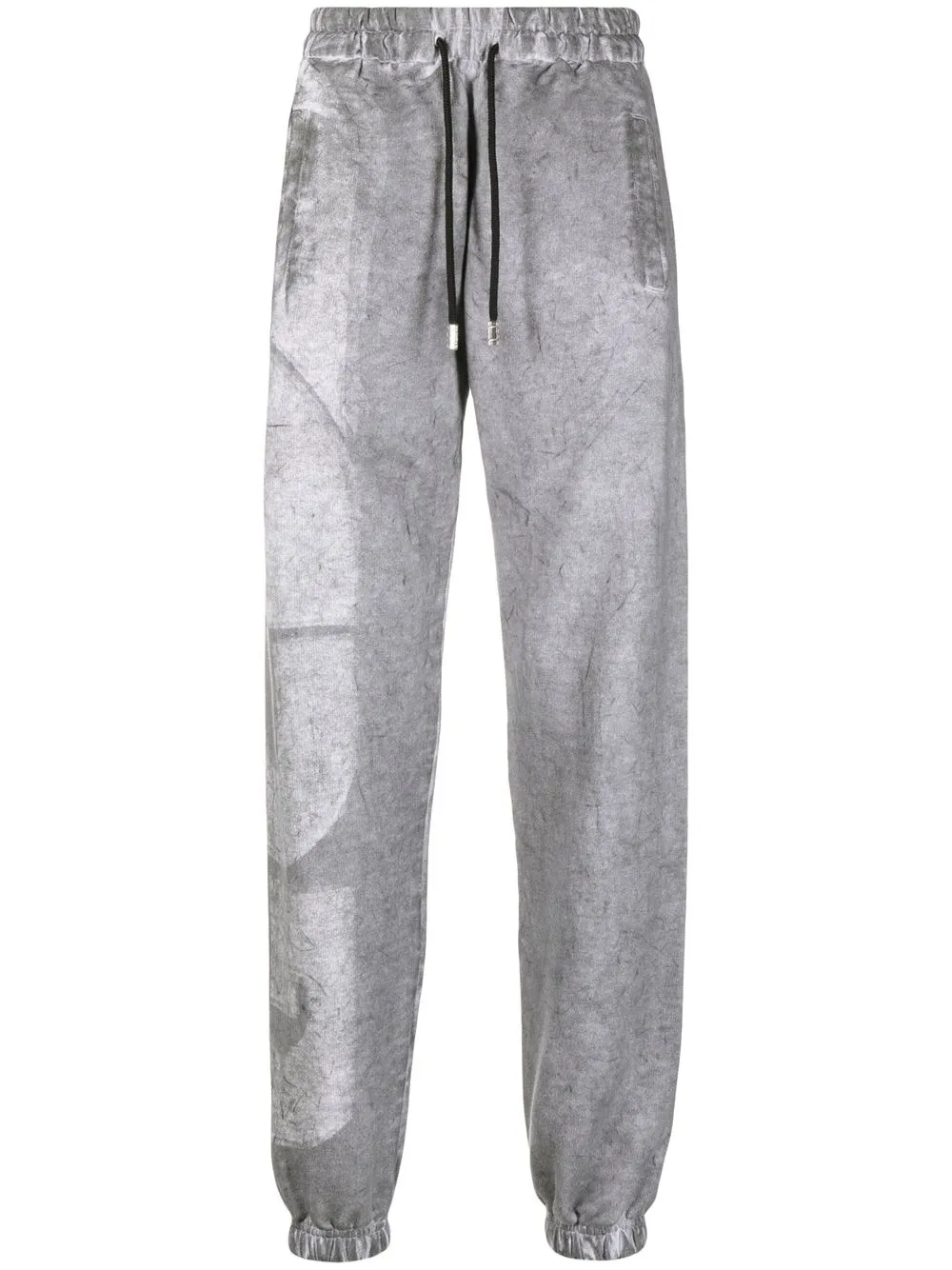 

Gcds logo distress-effect washed cotton track pants - Grey