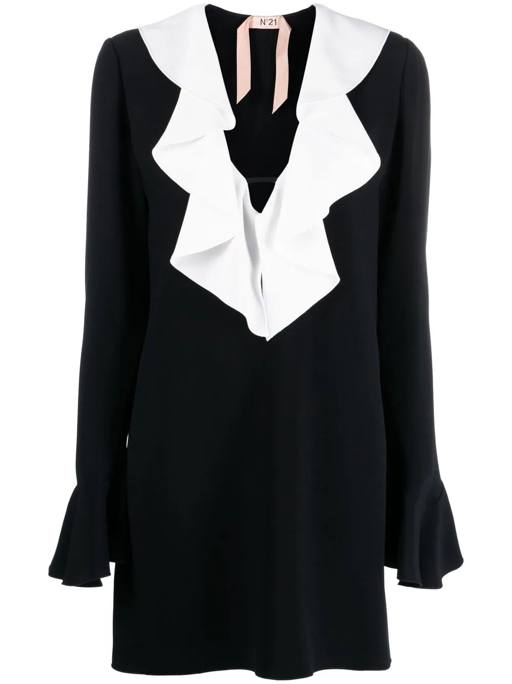 

Nº21 ruffled long-sleeve mini dress - Black