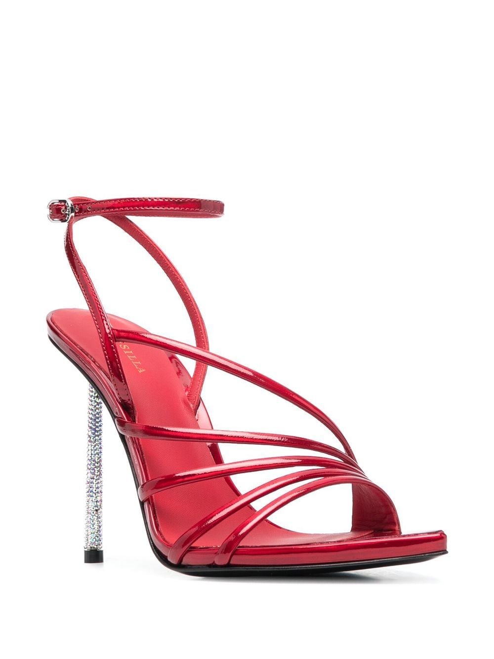 Shop Le Silla Bella 120mm Patent-leather Sandals In Red