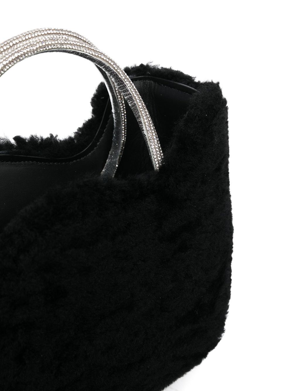 Shop Le Silla Micro Ivy Shearling Bag In Black