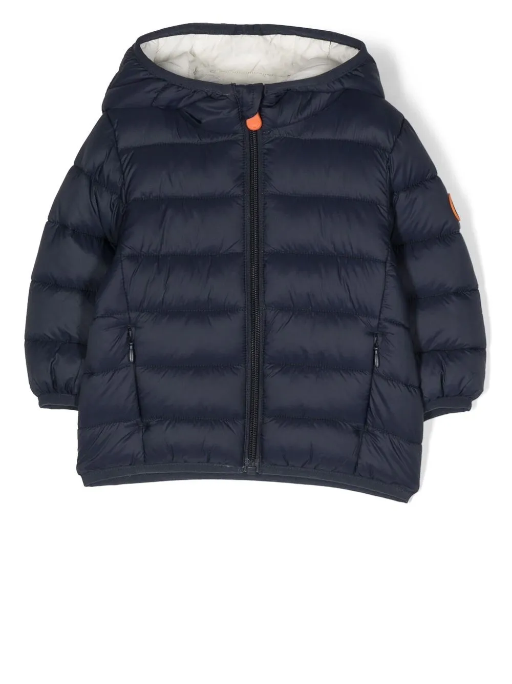 

Save The Duck Kids logo-patch hooded puffer jacket - Blue