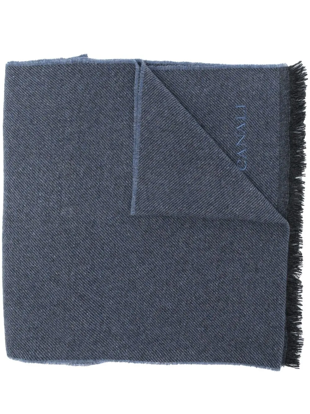 

Canali logo-embroidered cashmere scarf - Blue