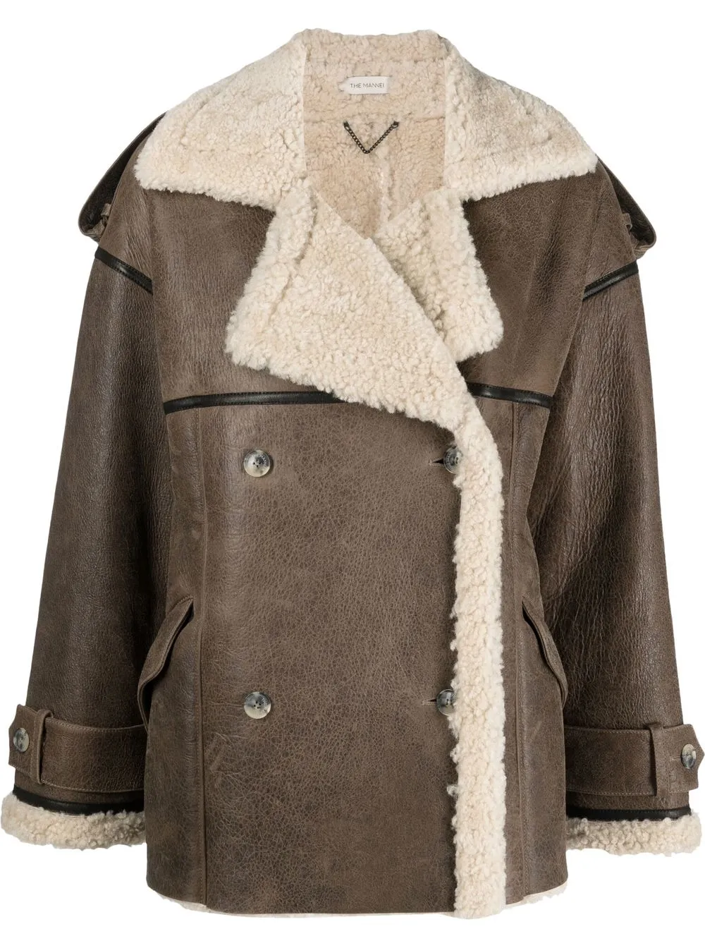 

The Mannei double-breasted sheepskin coat - Marrón