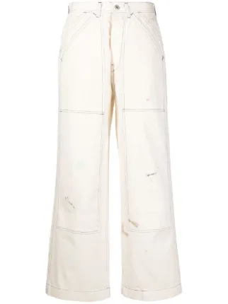 Contrast stitch clearance wide leg pants