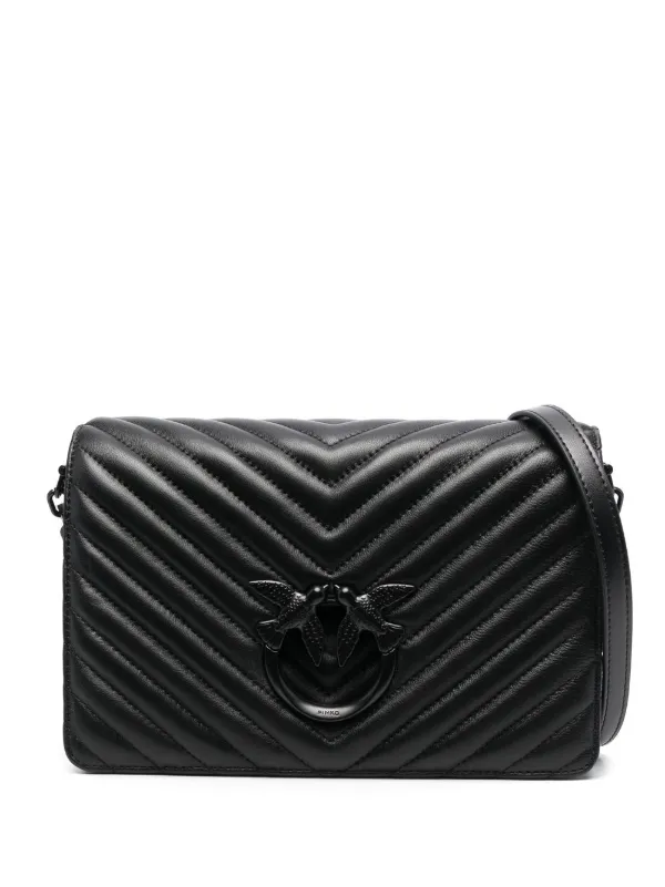 PINKO Love Quilted Leather Crossbody Bag Black FARFETCH BE