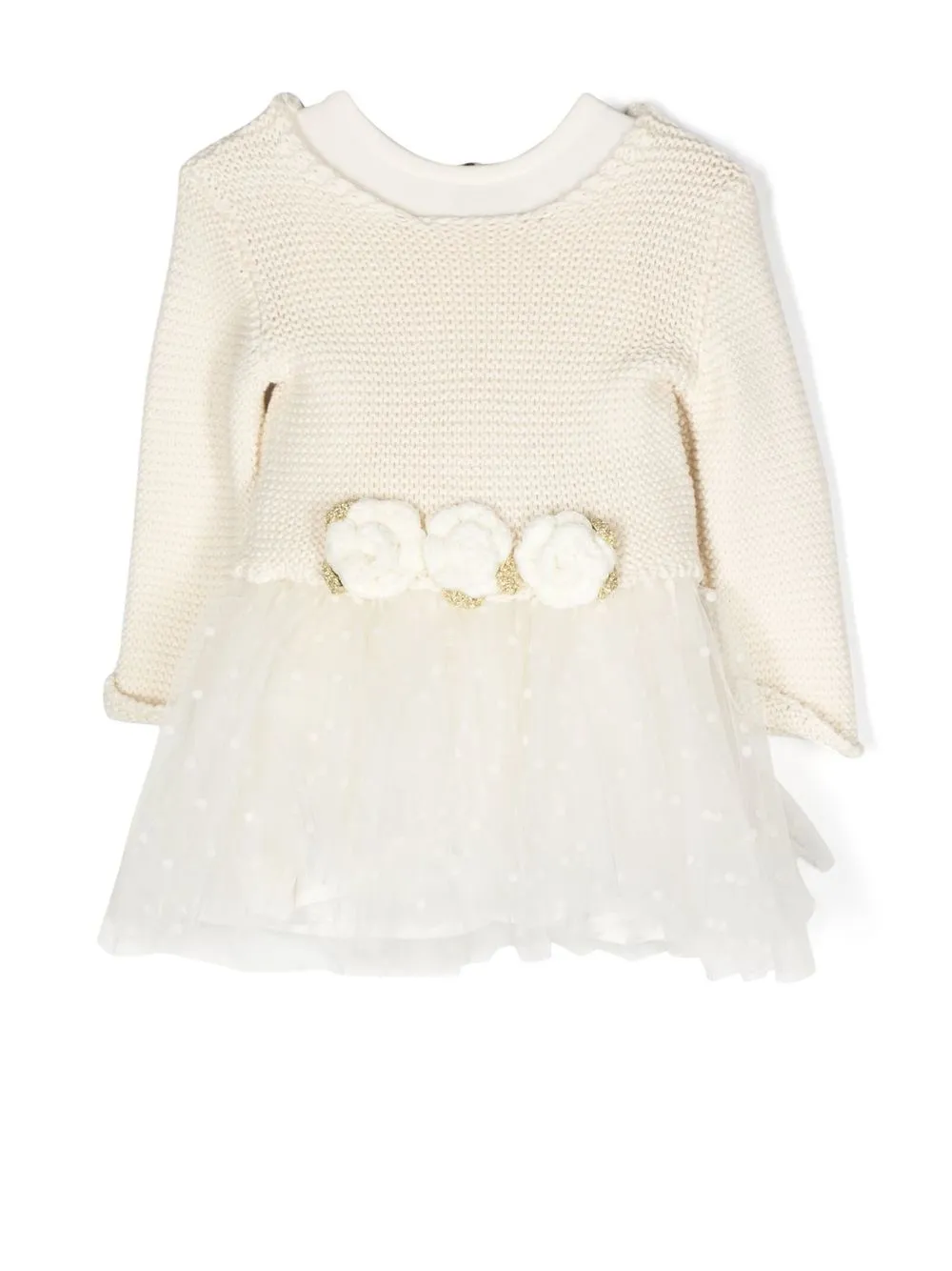 

Monnalisa vestido con aplique floral - Blanco