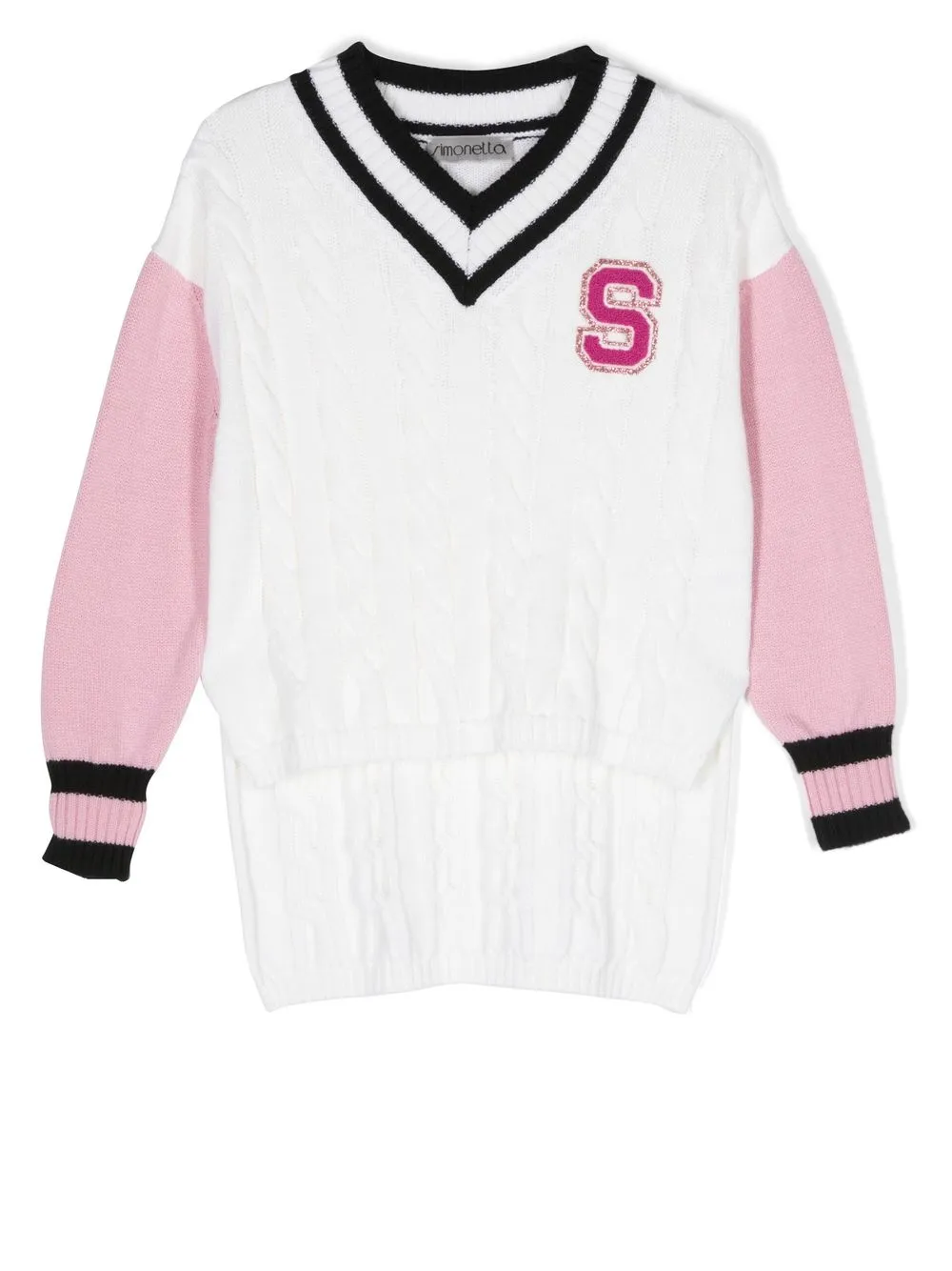 

Simonetta cable-knit v-neck jumper - White