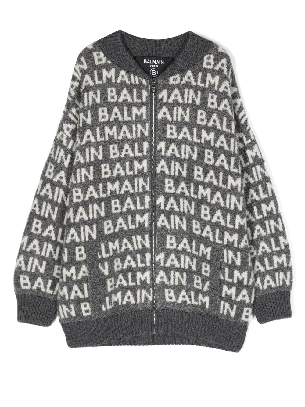 

Balmain Kids cárdigan tejido con logo en intarsia - Gris