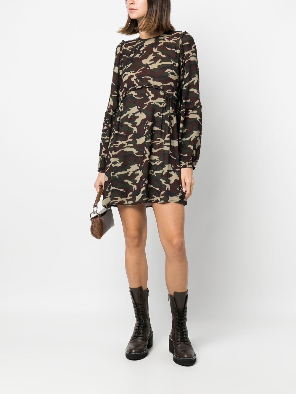 Shop Semicouture Army-print Dress In Grün