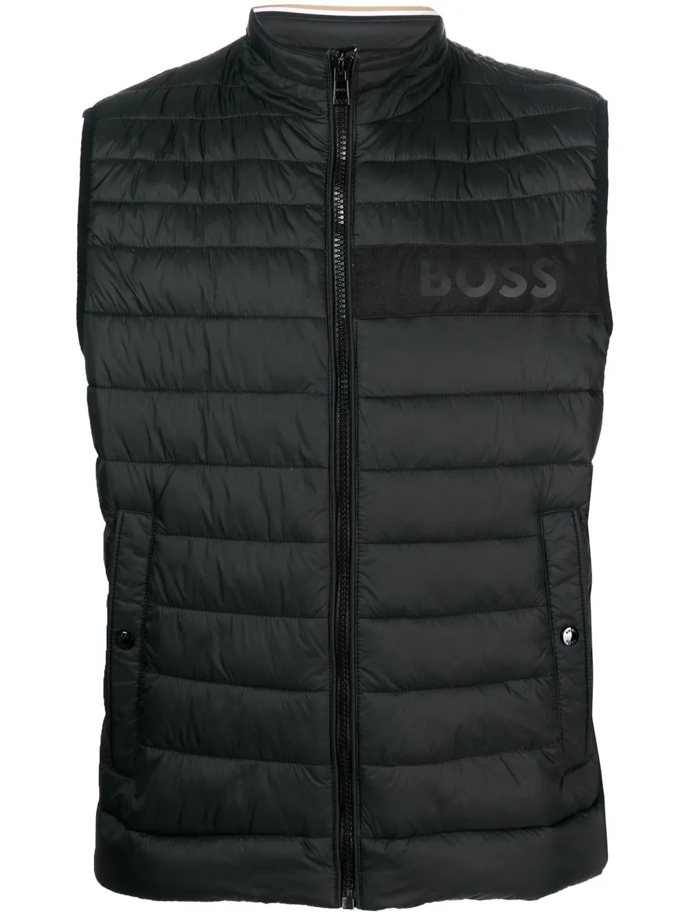 

BOSS chaleco capitonado con logo estampado - Negro