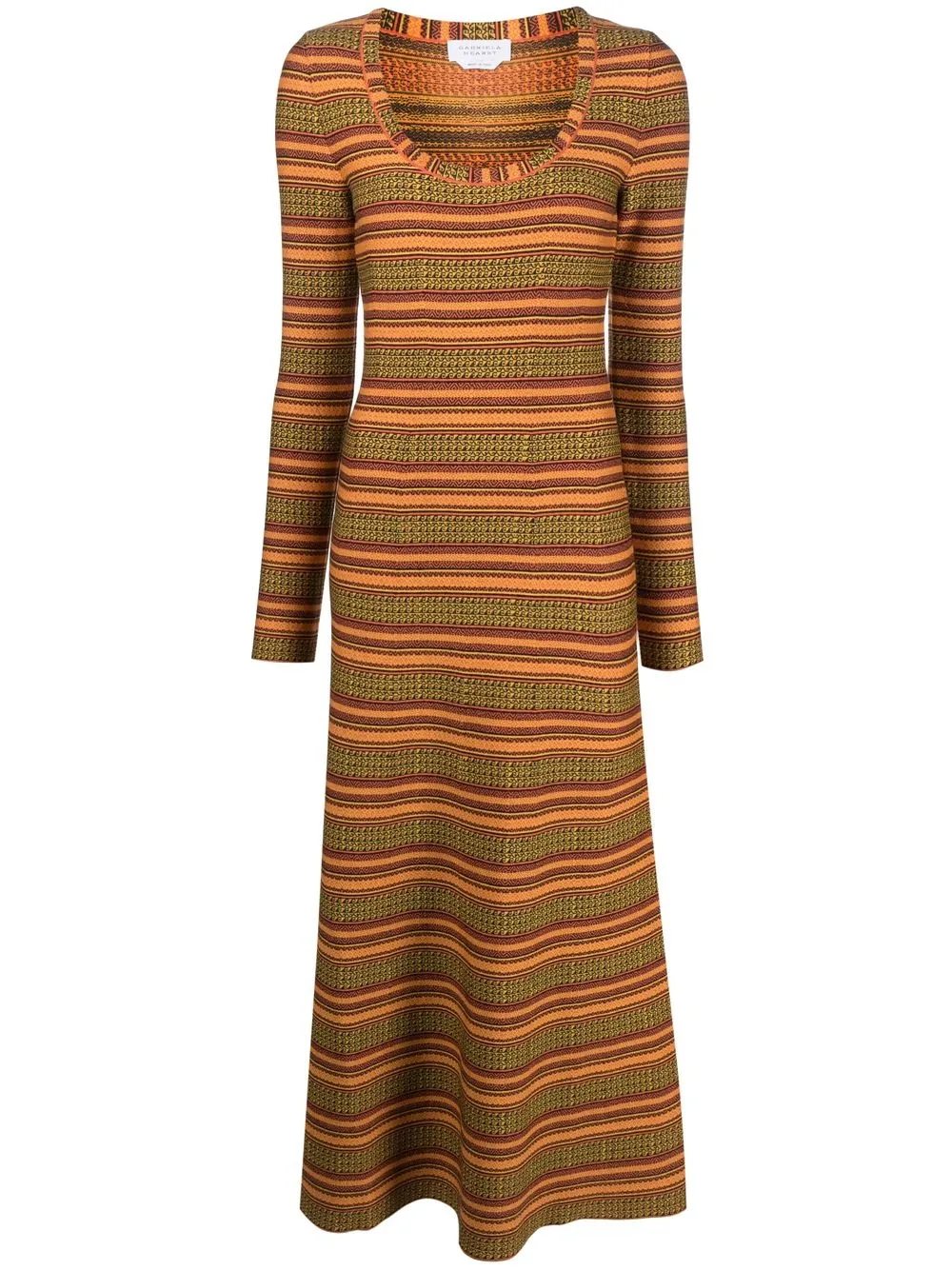 

Gabriela Hearst striped long-sleeved knitted maxi dress - Orange