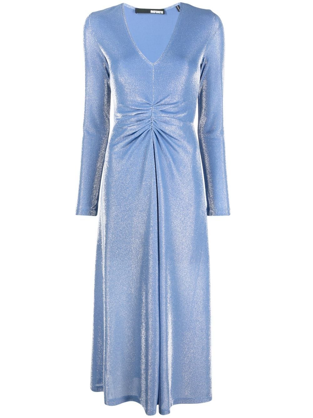 

ROTATE ruched metallic-effect maxi dress - Blue