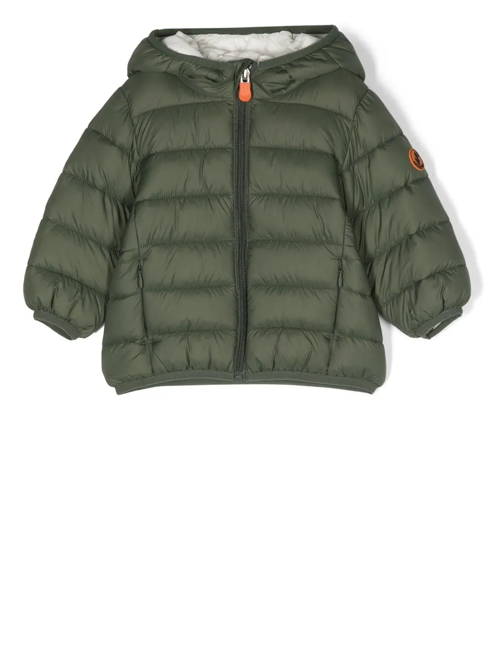 

Save The Duck Kids logo-patch hooded puffer jacket - Green