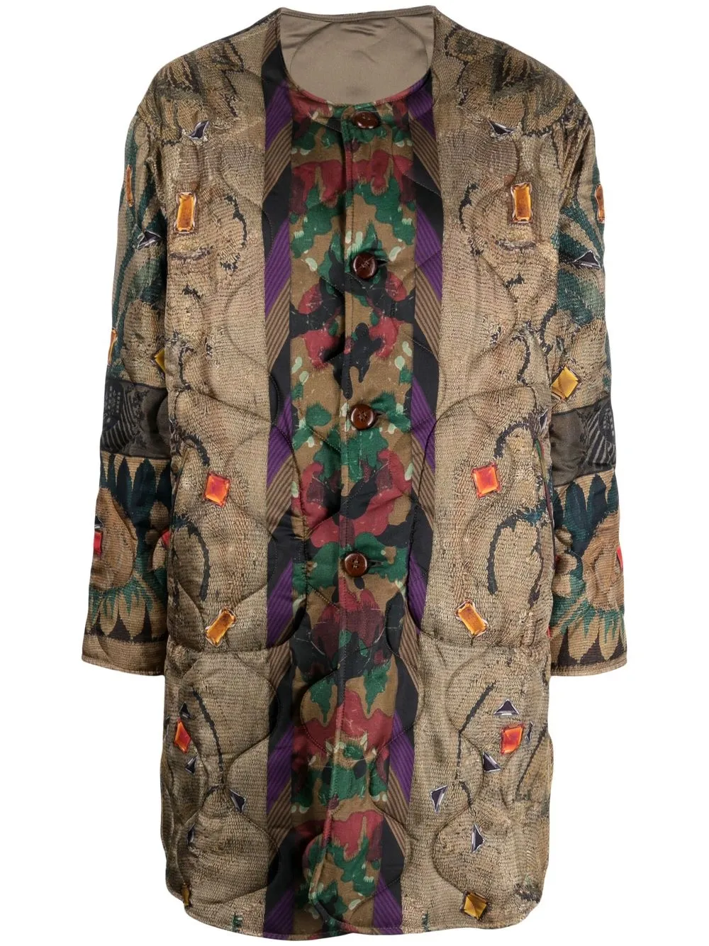 

Pierre-Louis Mascia patterned-jacquard single-breasted coat - Neutrals